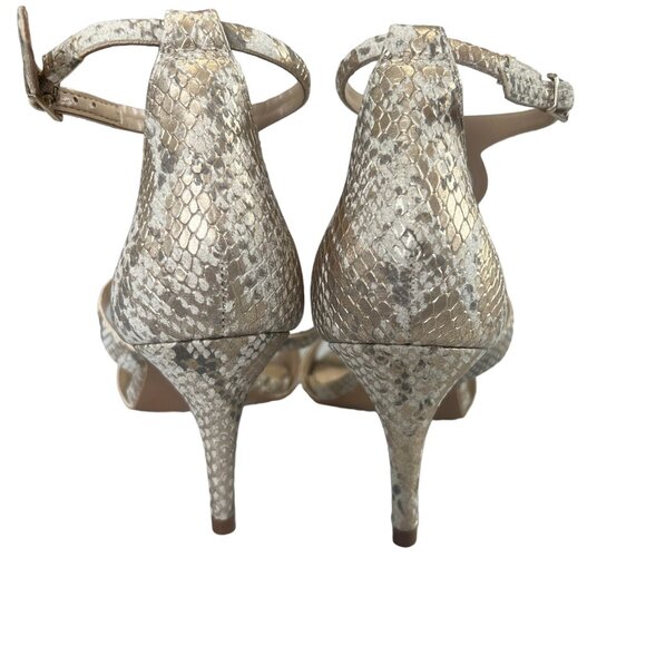 Vince Camuto Payto Gold White Leather Snake Pattern Strappy Heels Womens 8.5 39 - Picture 9 of 10